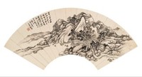 张熊 1879年作 静居图 扇面镜心